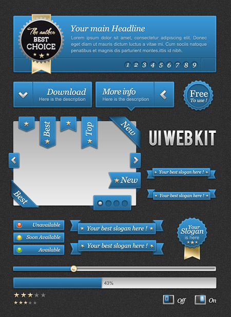 Web-дизайн -  Веб-элементы UI Blue