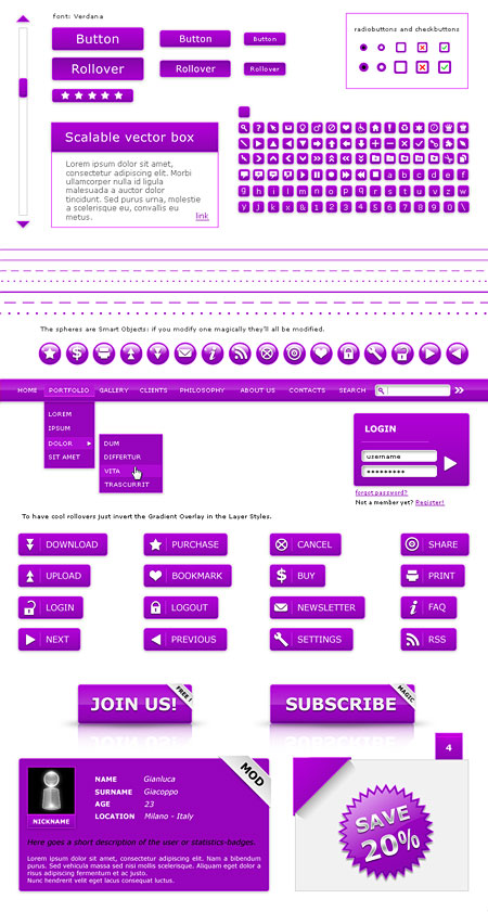 Web-дизайн -  Веб-элементы Web UI Set Violet