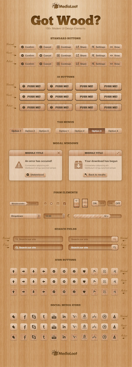 Web-дизайн -  Wood UI