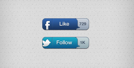 Web-дизайн -  Кнопки Twitter, Facebook