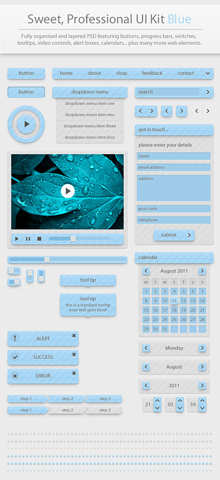 Web-дизайн -  Веб-элементы (Sweet UI Kit Blue)