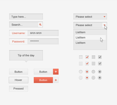 Web-дизайн -  Веб-элементы Basic UI Kit  