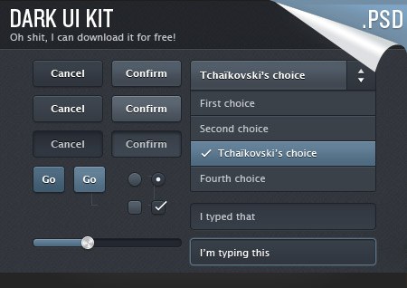 Web-дизайн -  Веб-Элементы Dark UI Kit