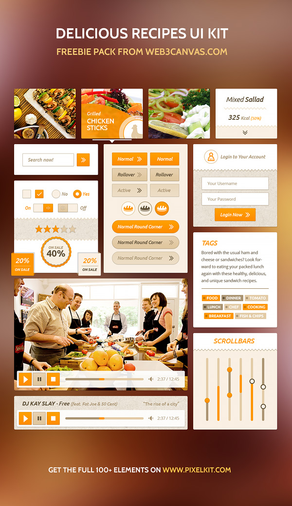 Web дизайн - Веб элементы Food UI